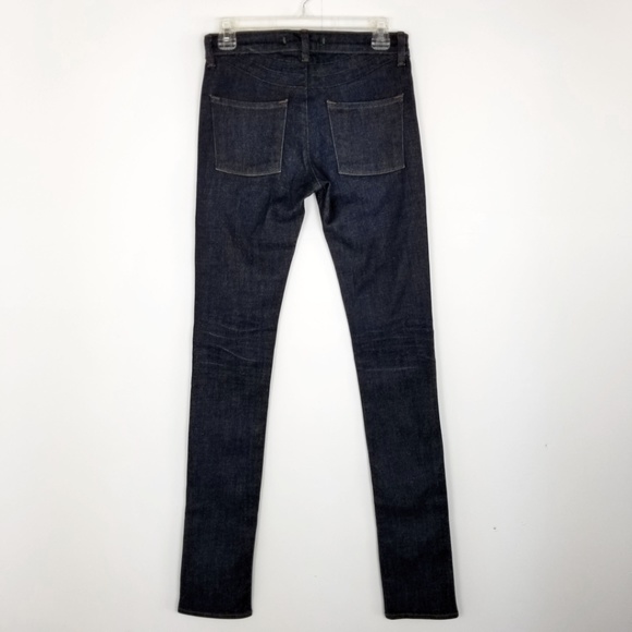Dark Wash Raw Denim Pencil Leg Skinny Jeans - Picture 3 of 5